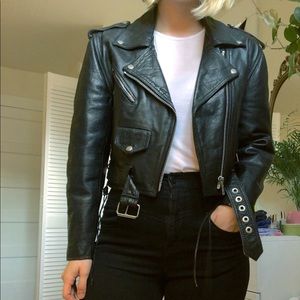 Vintage leather moto jacket