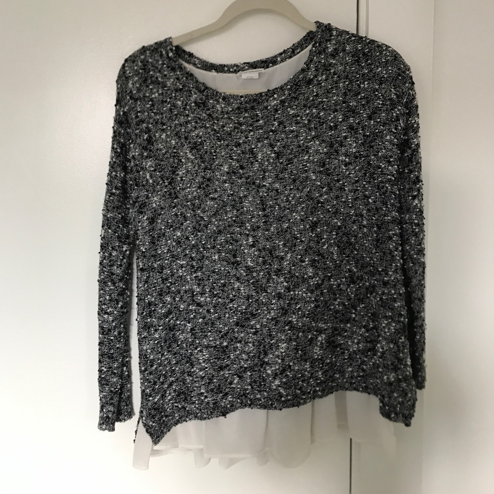 Double lined sweater with silk ruffle detail
