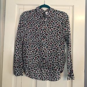 Multi color leopard print button down Barely worn