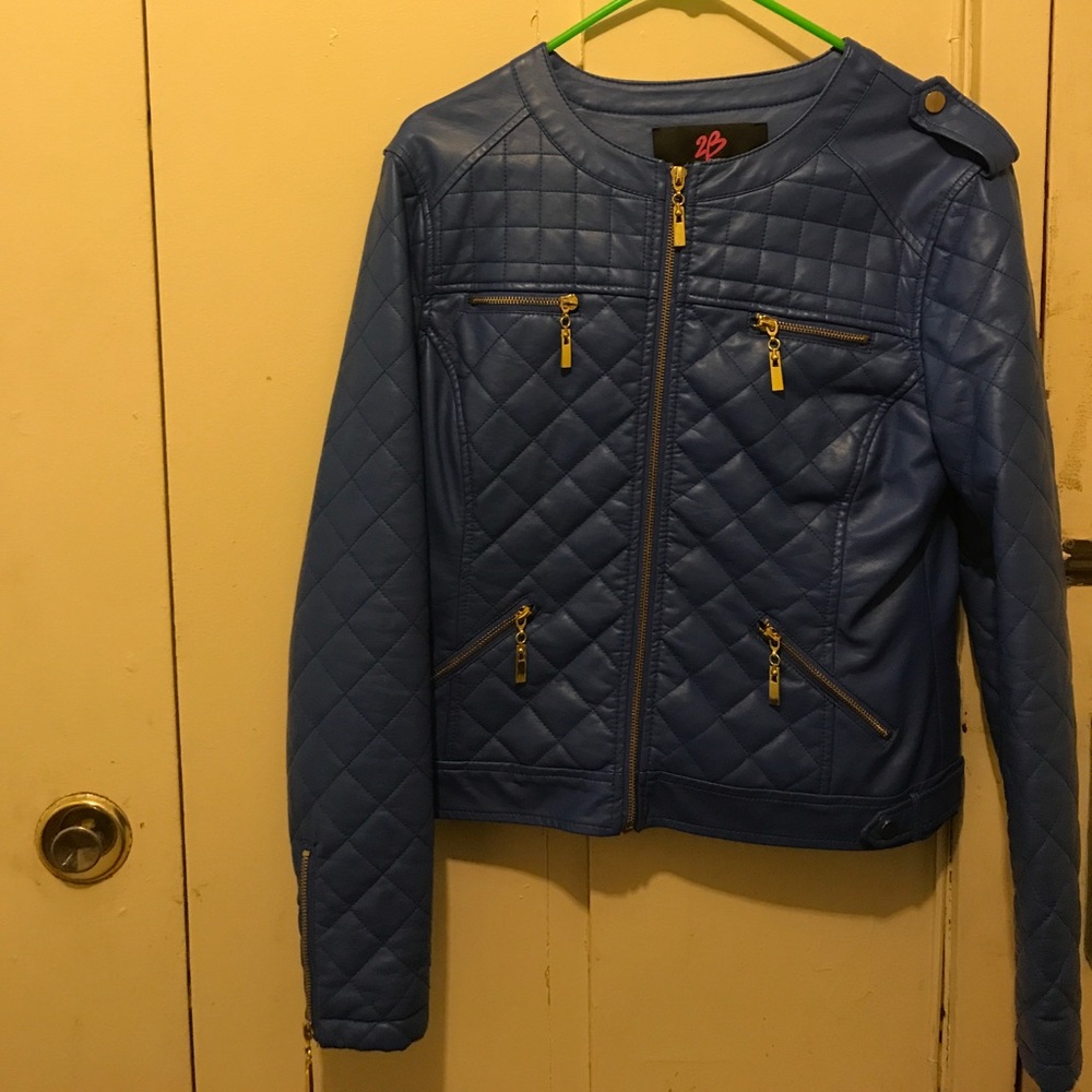 Leather Blue Jacket - Picture 3 of 5