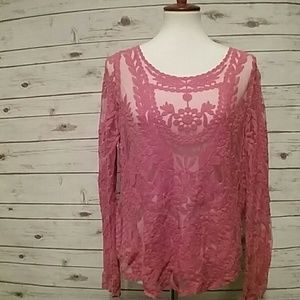 Coral Lace Top