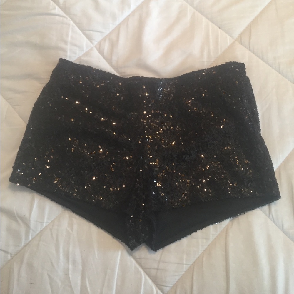 Black sequin shorts