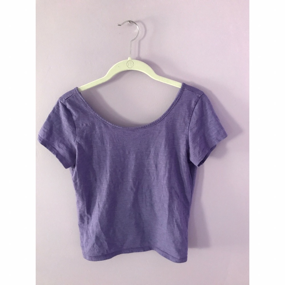 Purple tee w/ bow cutout - open back