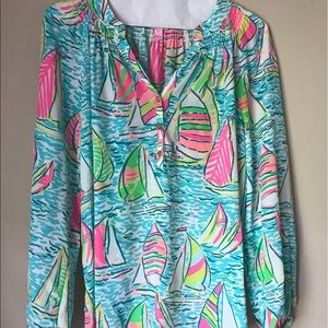 Lily Pulitzer Elsa top You Gotta Regatta Sailboat