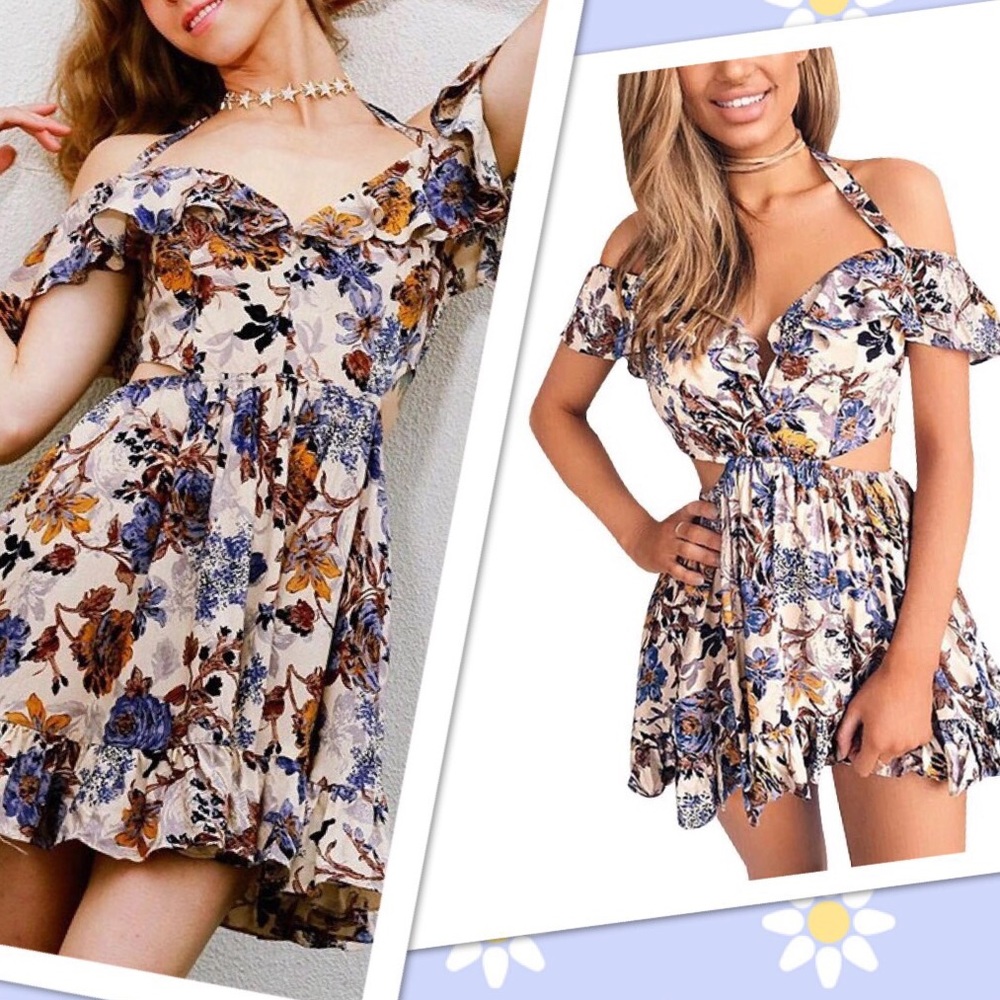 SALE❤️❤️Cut out Floral mini dress Rompers