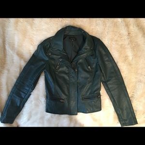 Dark green leather Ann Taylor jacket