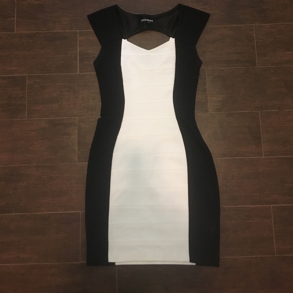 Express black and white cocktail dress