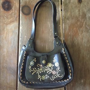 vintage 70's embroidery "like leather" purse