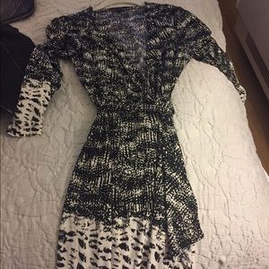 Bcbg black and white wrap dress