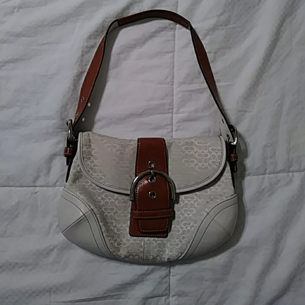 White and Tan Coach Shoulder bag