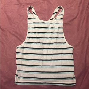Forever21 Cross Back Striped Crop Top