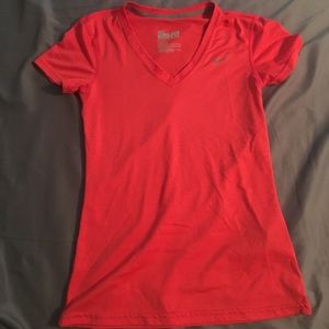 Red nike dri fit vneck