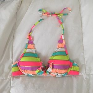 Victoria’s Secret neon striped push-up Bikini top