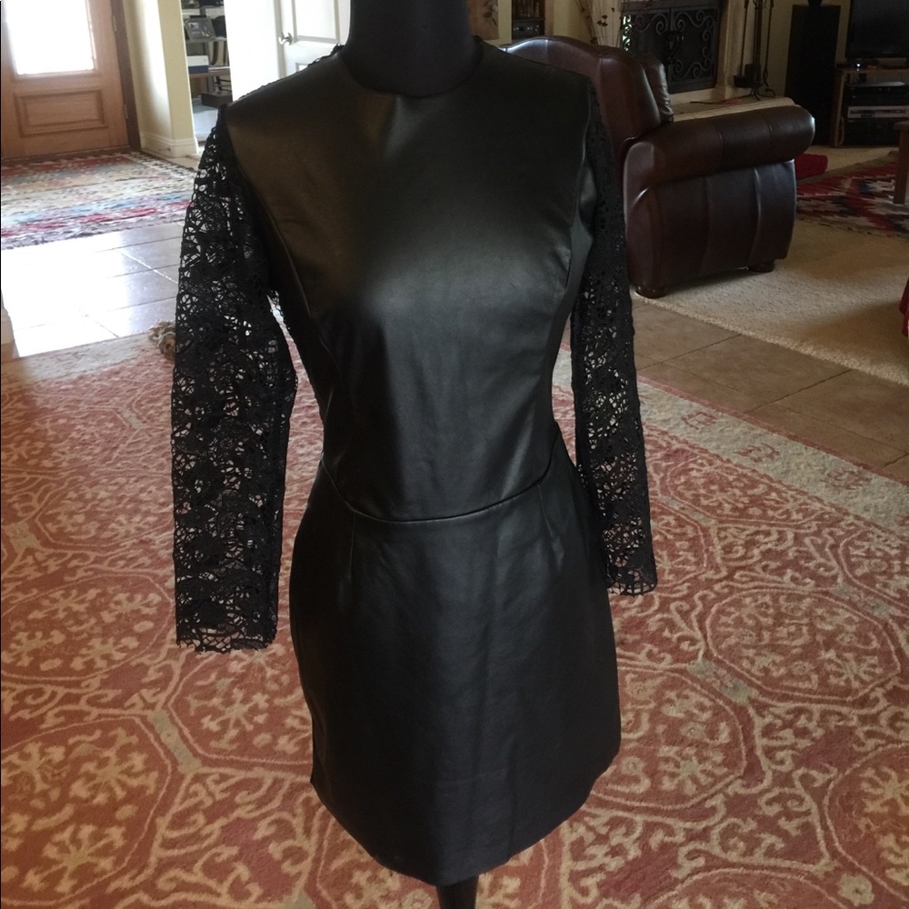 Zara faux leather and lace midi dress