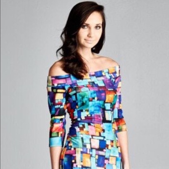 Bodycon multicolor midi dress - Picture 2 of 2