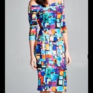 Bodycon multicolor midi dress