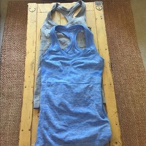 NEW BALANCE STRETCH WORKOUT TANK TOP BLUE GRAY S
