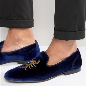 ASOS embroidered scorpion velvet loafer