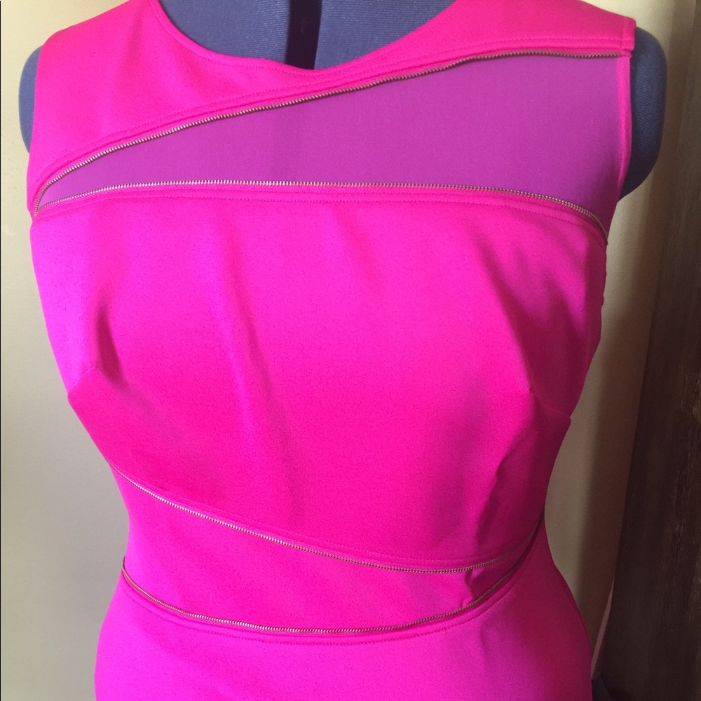 Monif C Body Con dress w/mesh inserts