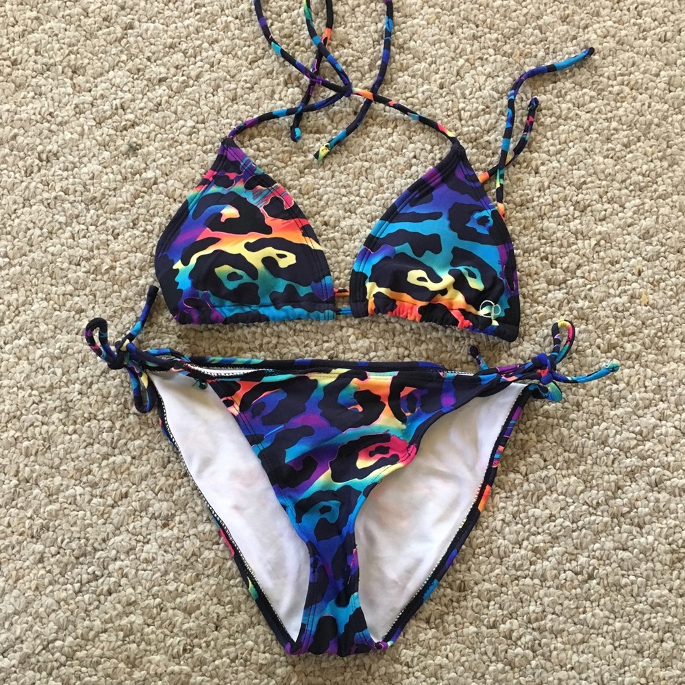 Op rainbow leopard triangle bikini