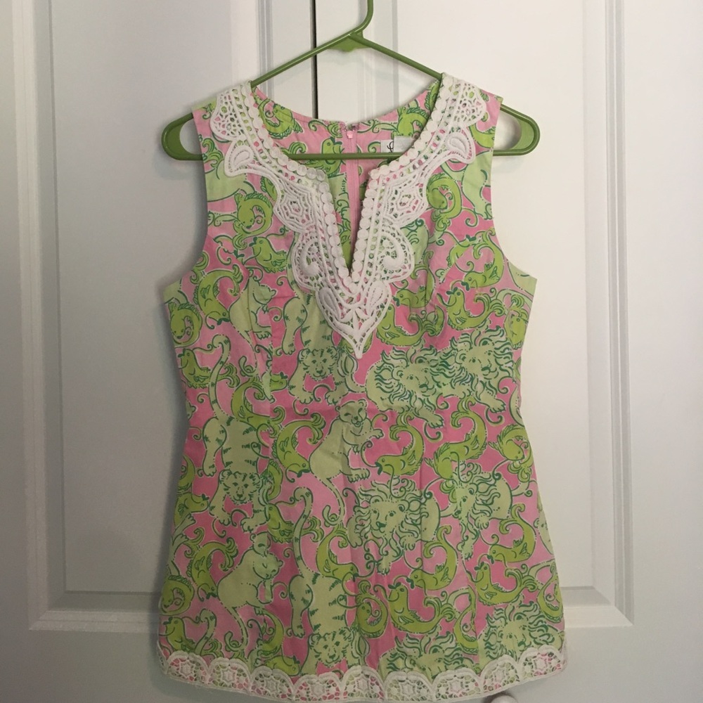 Pink & Green Lilly Pulitzer sleeveless top
