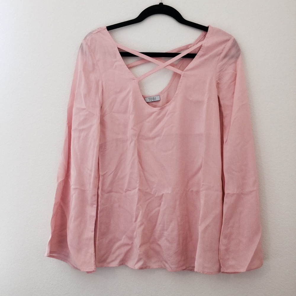 Tobi | Light Pink Bell Sleeve Top