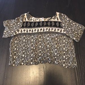 Black and white open back crop top