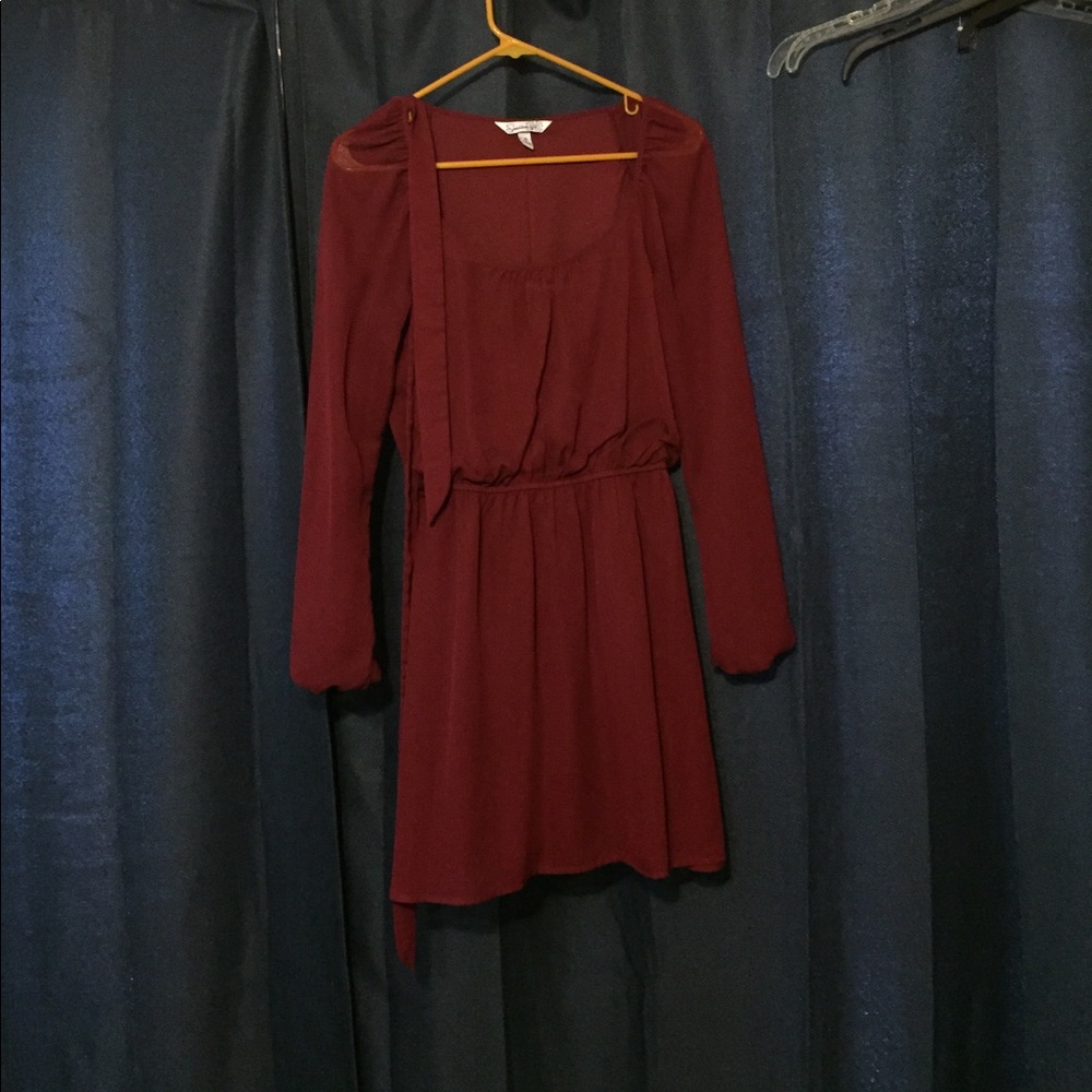 Maroon Long Sleeve Dress