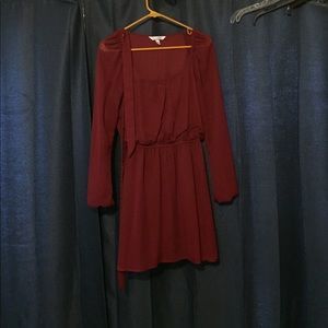 Maroon Long Sleeve Dress
