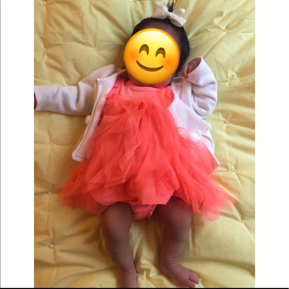 Peach orange newborn dress ( free gift )