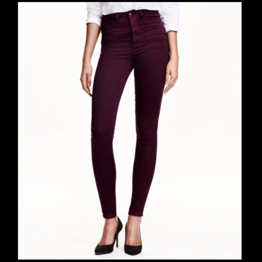 SuperSkinny High Waist Burgundy Jeans H&M, 28/32