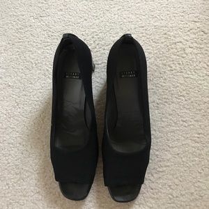 Stuart Weitzman Black Peep Toe Microfiber Shoes