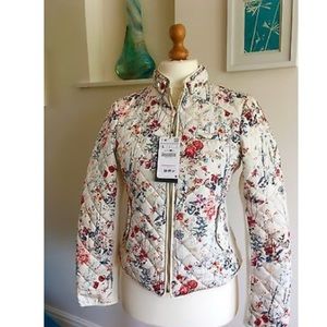Zara Floral, Quilted Jacket. New with tags Size S