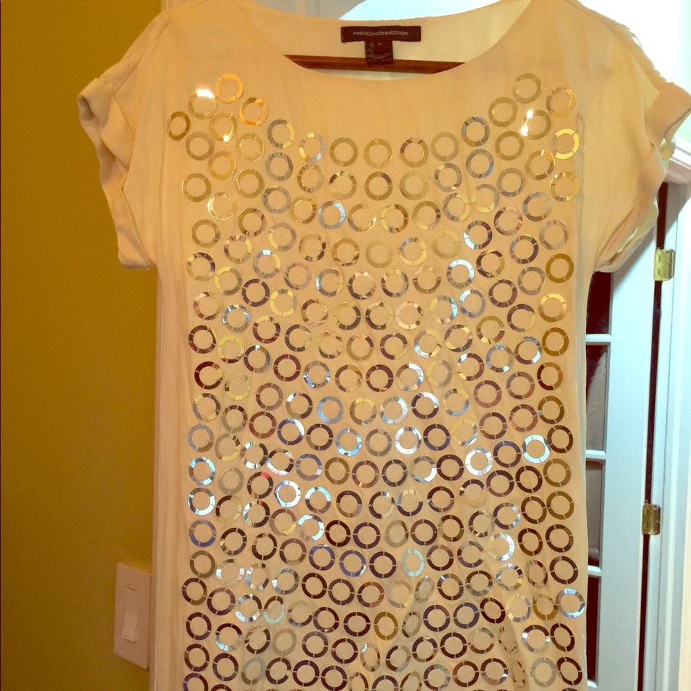French Connection Beige Sequin Dress