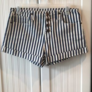 Forever 21 Blue & White Striped Shorts