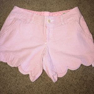 Lilly Pulitzer Pink Seersucker Scallop Shorts