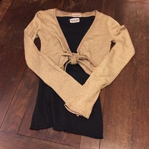 Shimmery Black/Gold Michael Stars Top & Cardigan