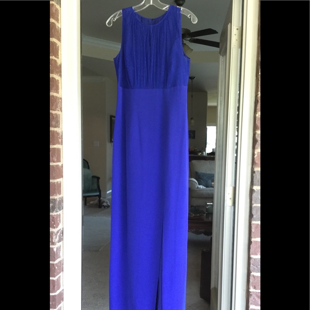 Kay Unger Sz 8 Mixed Media Gown in Cobalt