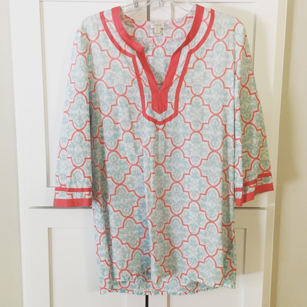 J. Crew Sky Blue and Coral Tunic or Cover Up