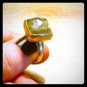 Sea Green and Gold Ring