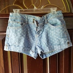 geometric pattern denim shorts