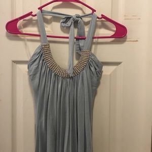 Halter top with embellished neckline