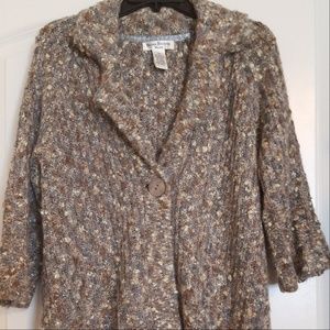 1 button collared multicolor sweater