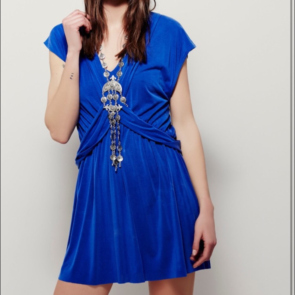 Free People criss cross cobalt blue dress