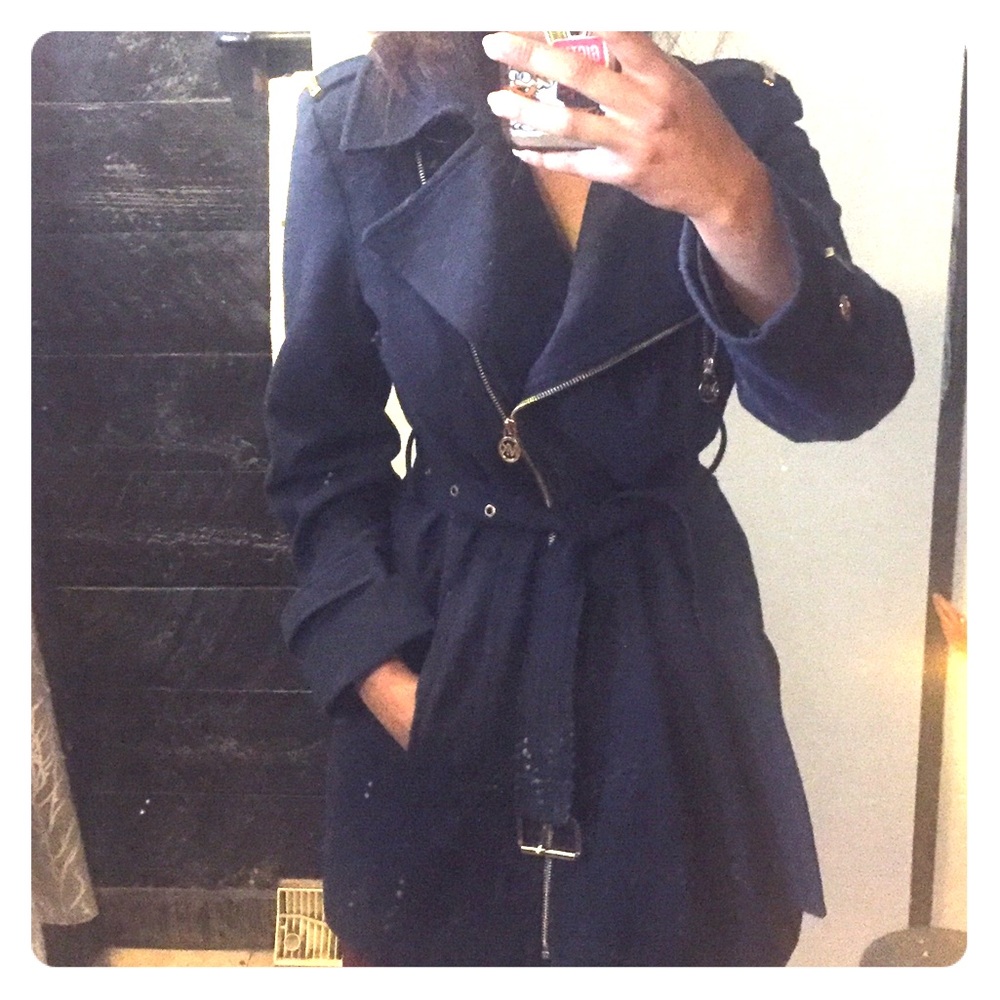 SALE! Michael Kors Navy Blue Coat w/gold accents