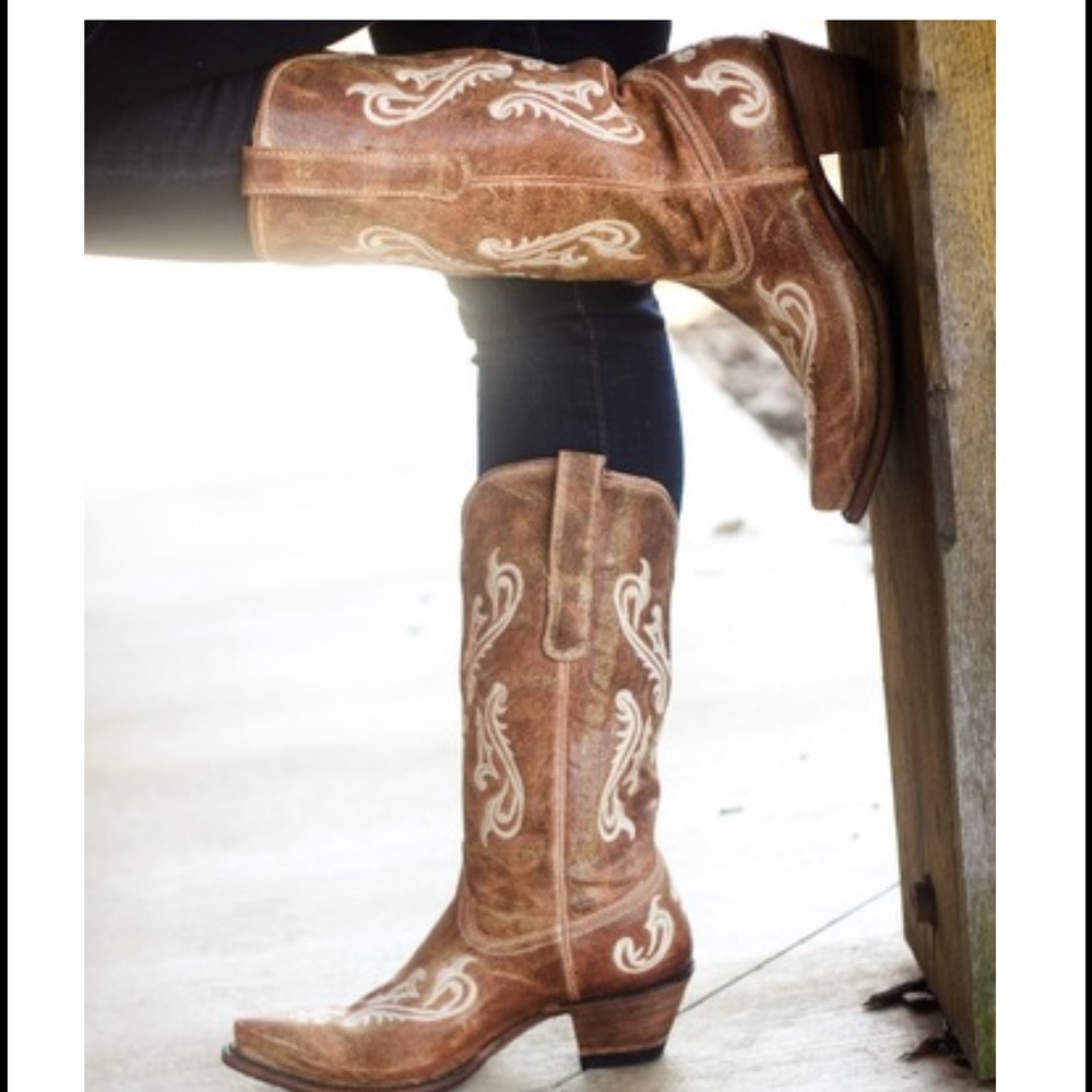 Light Brown and white cowboy boots