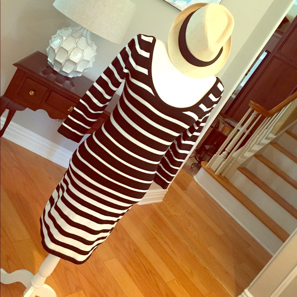 Classy black and white striped dress