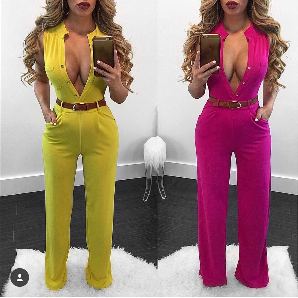 Beautiful yellow wide leg jumpsuit