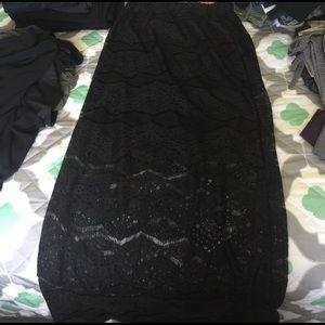 Black lace maxi skirt