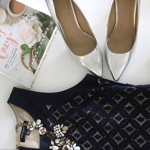 Asos silver metallic pointy toe pump shoes 6.5